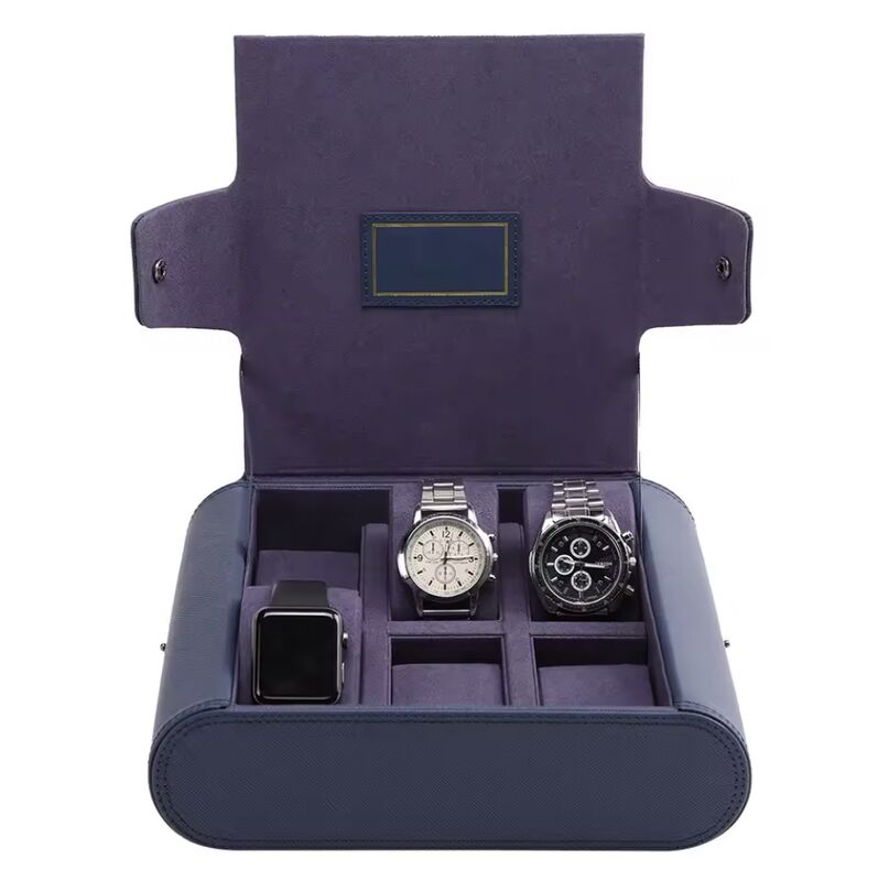 Bàn đồng hồ hành trình làm bằng tay Logo sang trọng hộp da nhung lớp lót 6 khe cắm