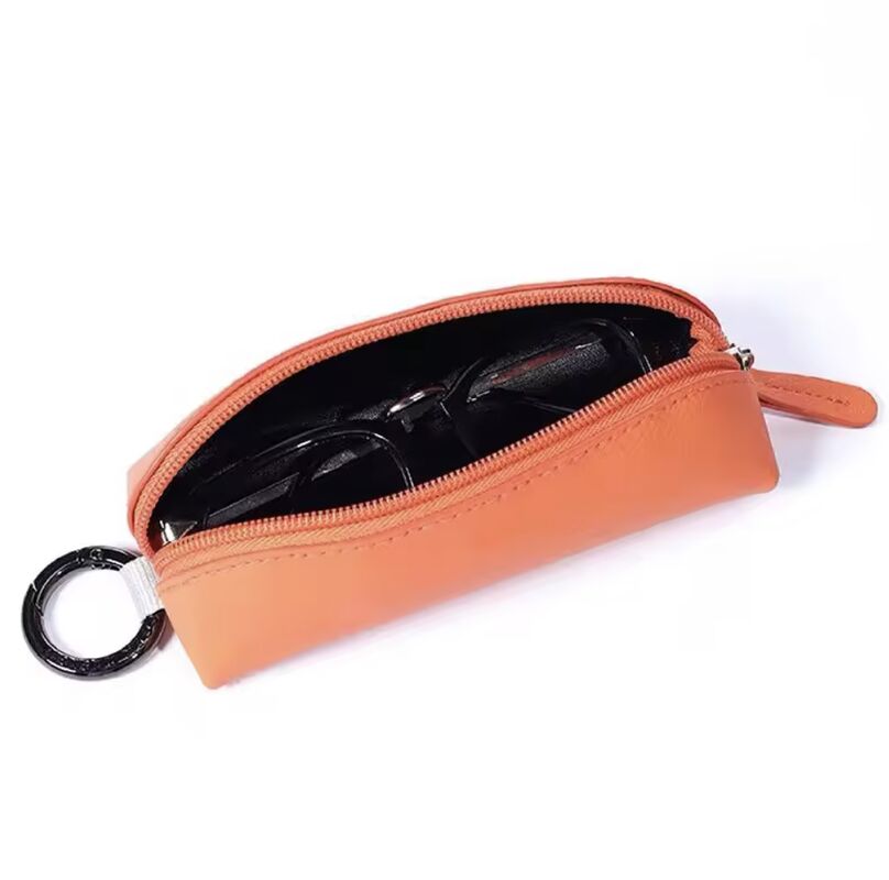 Custom Size Soft Leather Glasses Cases Zipper Packing Eyeglasses Sunglasses Carrying Bags
