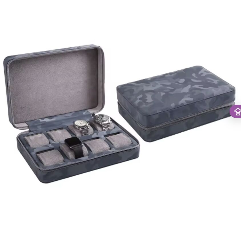 Luxury 8 Slots Watch Protection Case Camouflage PU Leather Storage Box Custom Brand