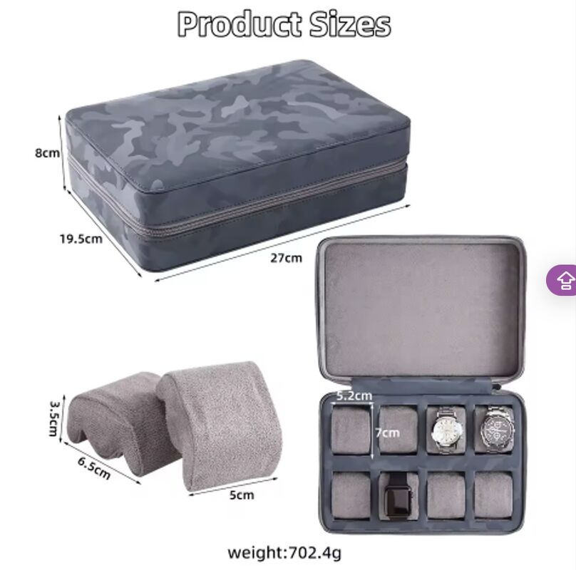 Luxury 8 Slots Watch Protection Case Camouflage PU Leather Storage Box Custom Brand