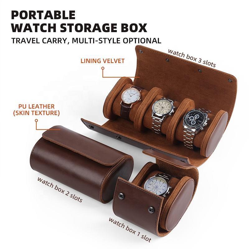 صندوق ساعة مخصص فاخر بو السفر التخزين الجلود ووتش لفة ووتش حالة مربع