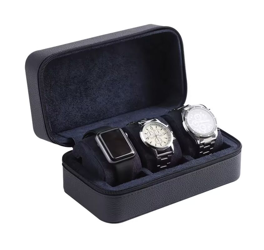 OEM ODM Custom 3 Slots Men's Watch Box Case Handmade PU Leather Wristwatch Protection