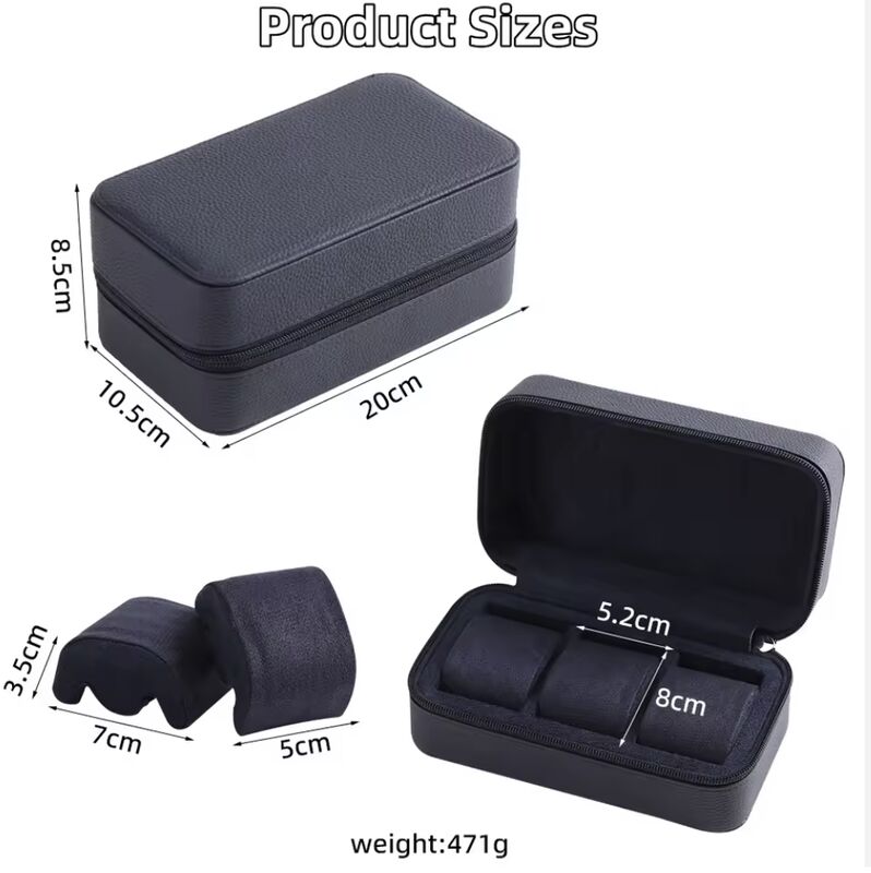 OEM ODM Custom 3 Slots Men's Watch Box Case Handmade PU Leather Wristwatch Protection