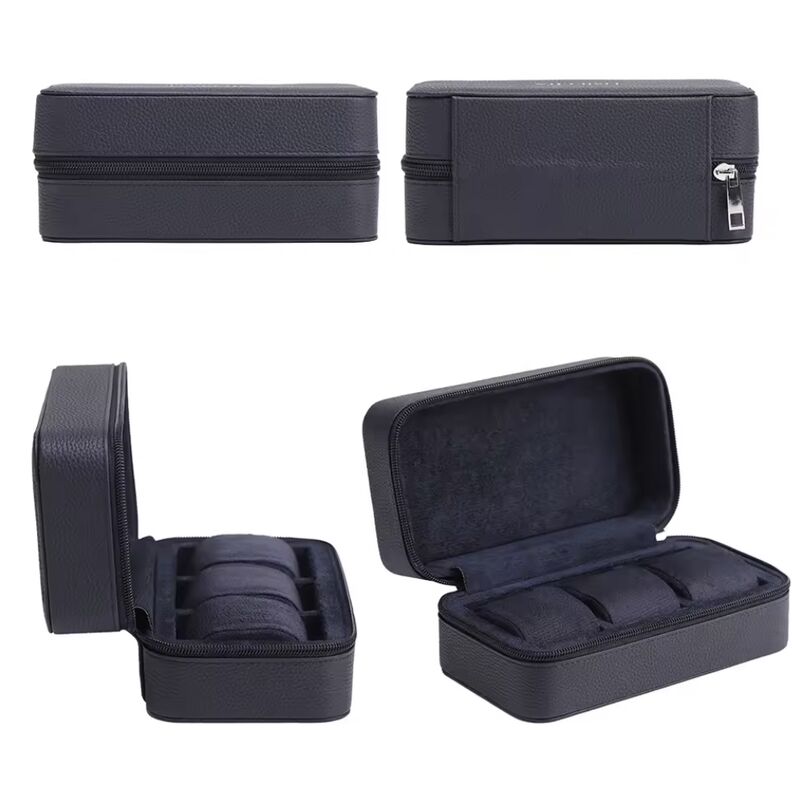 OEM ODM Custom 3 Slots Men's Watch Box Case Handmade PU Leather Wristwatch Protection