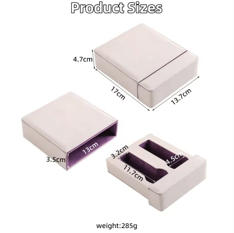 Luxury High End Slip In 2 Slot Organizer Case Practical Portable Watch Box PU Leather