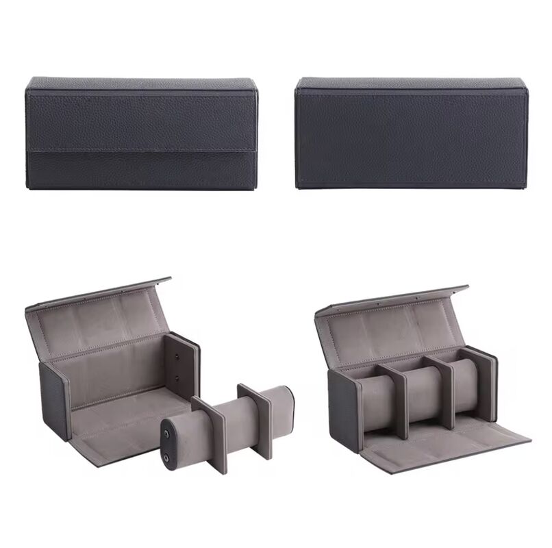 Luxury Handmade 3 Slots PU Leather Watch Box with Velvet Lining OEM ODM Custom Logo
