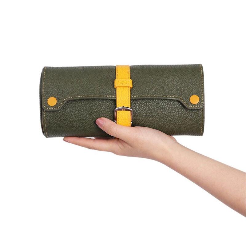 カスタマイズされたナッパ革時計ケース 手首 宝石 収納 ロール ボックス オーガナイザー 3ケース