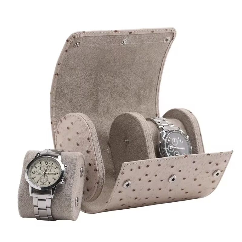 Brand Style Stylish 2 Slot Custom PU Leather Travel friendly Men's Watch Roll Storage Box