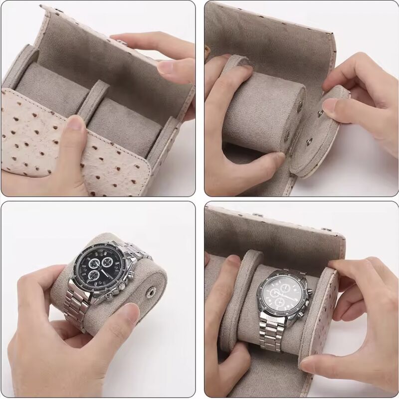 Brand Style Stylish 2 Slot Custom PU Leather Travel friendly Men's Watch Roll Storage Box