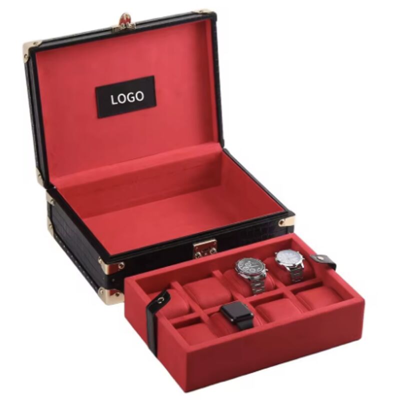 Custom Luxury PU Leather 8 Slots Watch Storage Box Leather Wristwatch Case FCC RoHS