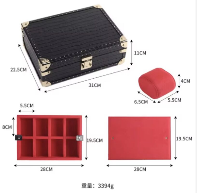 Custom Luxury PU Leather 8 Slots Watch Storage Box Leather Wristwatch Case FCC RoHS