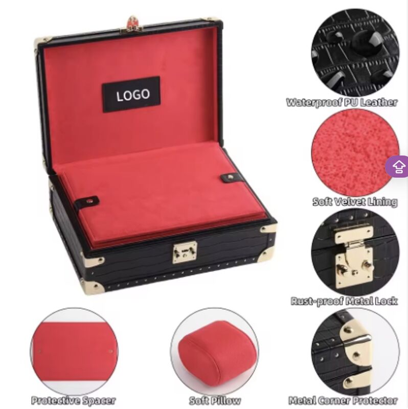 Custom Luxury PU Leather 8 Slots Watch Storage Box Leather Wristwatch Case FCC RoHS