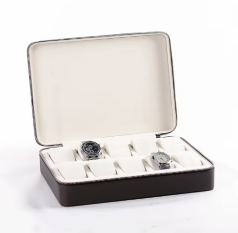 Custom Zip Men Watch Storage Saffiano Pattern Travel Watches Case Luxury Watch Box