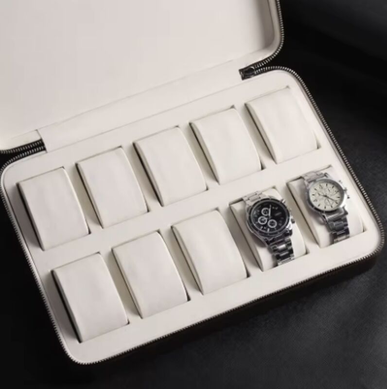 Custom Zip Men Watch Storage Saffiano Pattern Travel Watches Case Luxury Watch Box