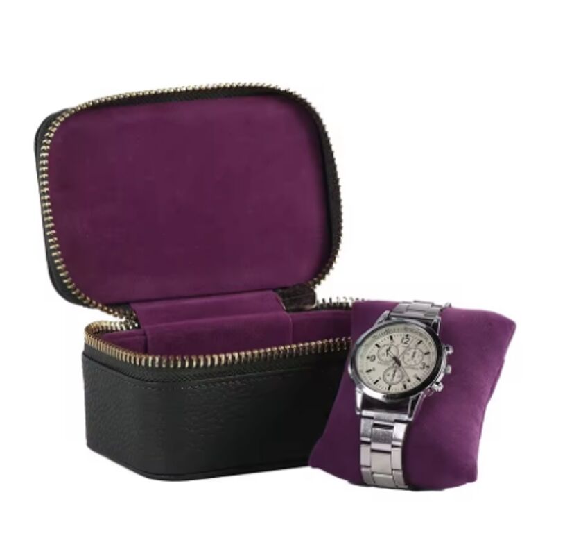 PU Leather Custom Watch Box Zipper Storage Case Portable Scratch Resistant