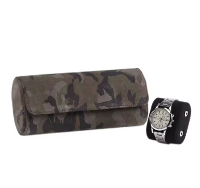 OEM PU Leather Watch Roll Handmade Pattern Display Storage Case Protective Customized