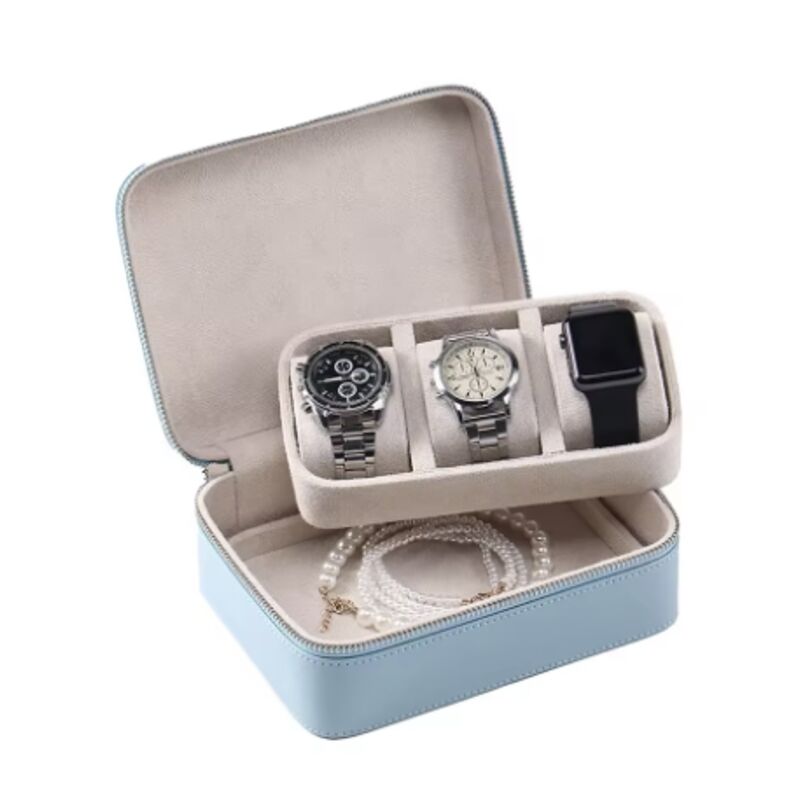 Customized 3 Slots Leather Watch Boxes Handmade watch Storage Case With Detachable Tray