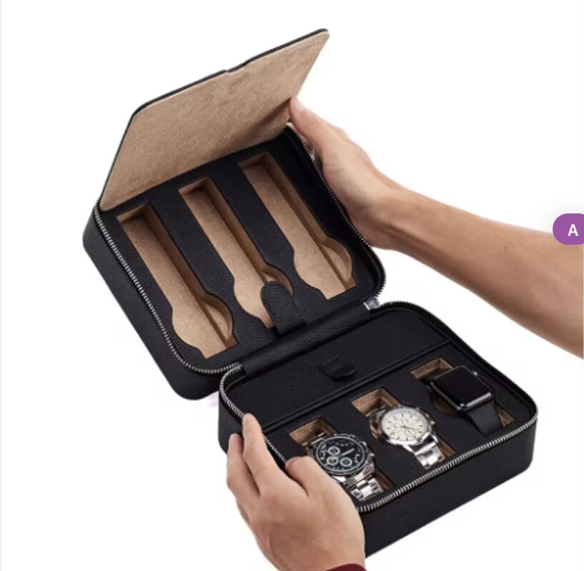 Handmade 6 Slot PU Leather Watch Storage Box Protective Leather Watch Holder Box