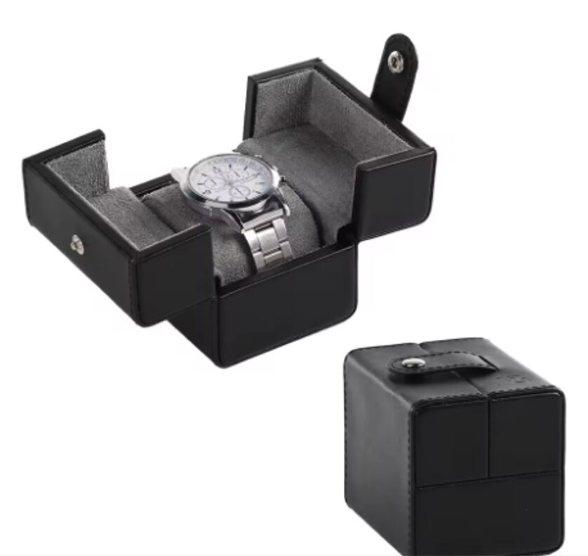 Custom Color Travel Watch Box Soft Microfiber Lining Genuine Leather Watch Case