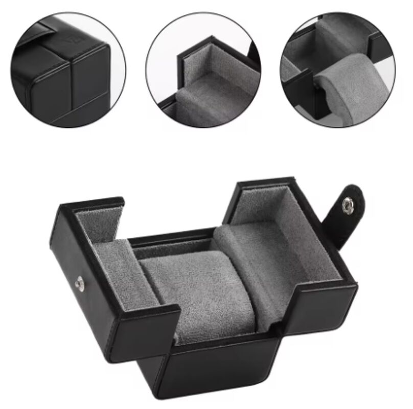 Custom Color Travel Watch Box Soft Microfiber Lining Genuine Leather Watch Case