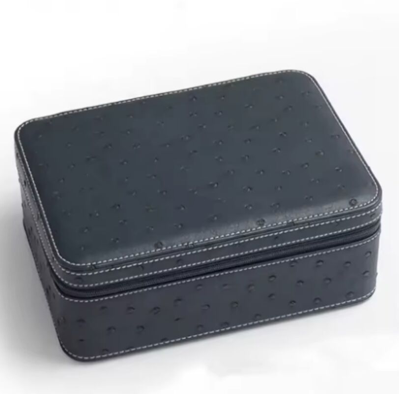 Custom Logo Leather Watch Boxes 4 Slots Ostrich Pattern Leather Case For 4 Watches