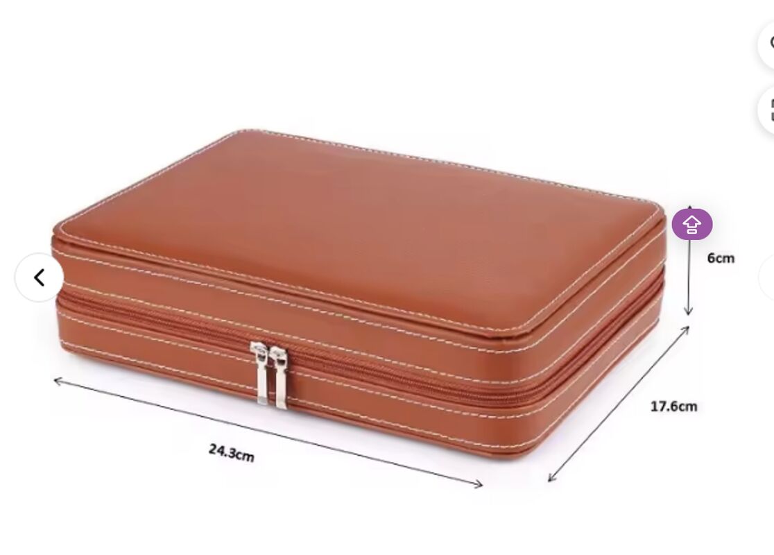 Portable 8 Grids Brown Leather Watch Case Box Customized Color For Men Women