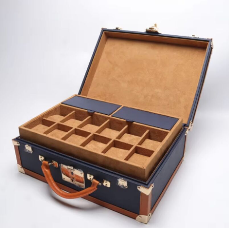 Custom Color Handmade Leather Watch Box Luxury High End Leather Watch Briefcase Box