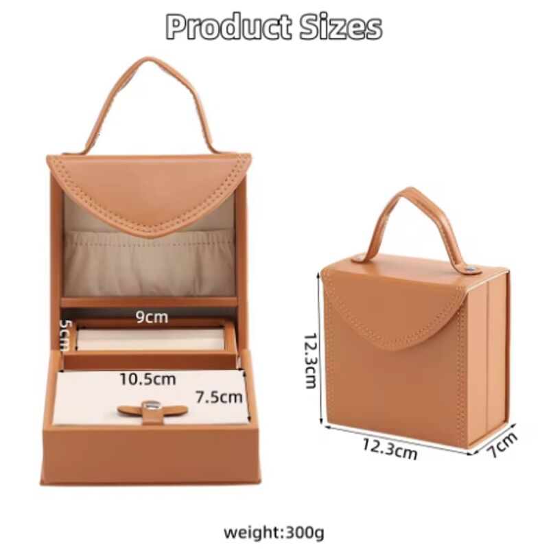 Luxury Small Portable Folding Travel Custom PU Leather Jewelry Box Organizer Case for Necklaces Rings Bracelets