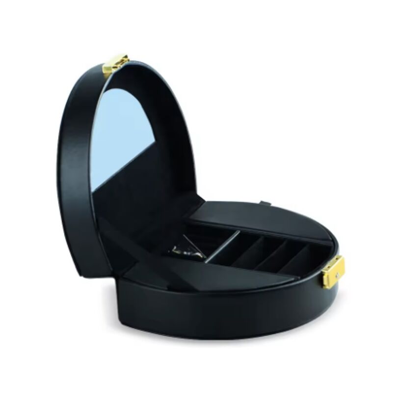 Handmade Custom Romantic Elegant Portable Travel Black PU Leather Case Caja Joyeria Jewelry Box