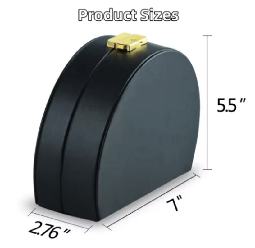 Handmade Custom Romantic Elegant Portable Travel Black PU Leather Case Caja Joyeria Jewelry Box