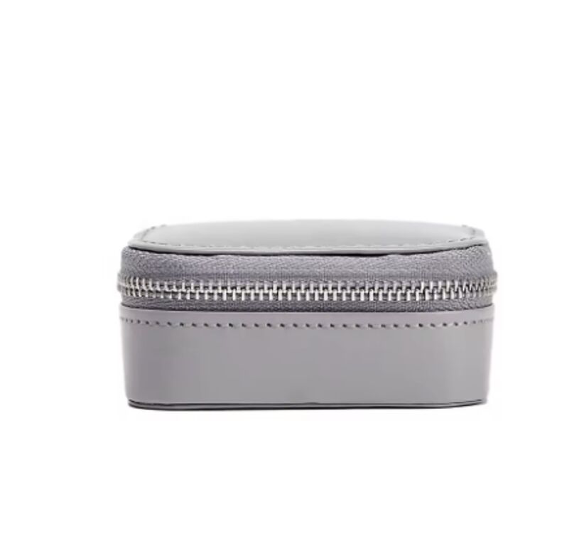 Mini Jewelry Box Handmade Costume PU Leather Travel Zipper Women Ring Box with Logo