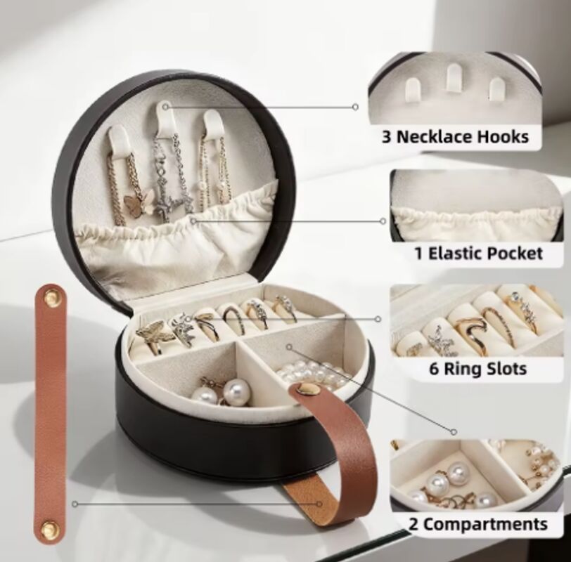 Scratch Proof Luxury PU Leather Velvet Lined Jewelry Box Ring Earring Necklace Organizer