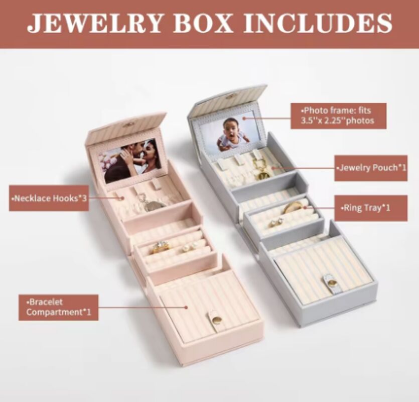 Vegan Leather Jewel Case Necklace Ring Storage Bag Portable Luxury Foldable Custom Logo