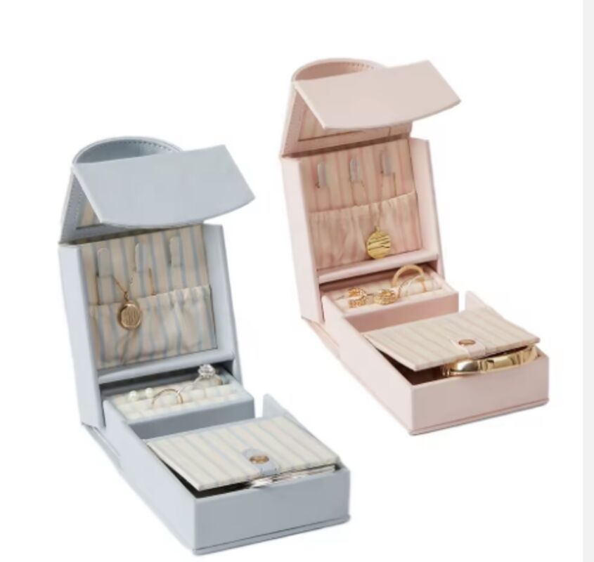 Vegan Leather Jewel Case Necklace Ring Storage Bag Portable Luxury Foldable Custom Logo