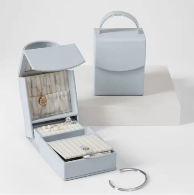 Vegan Leather Jewel Case Necklace Ring Storage Bag Portable Luxury Foldable Custom Logo