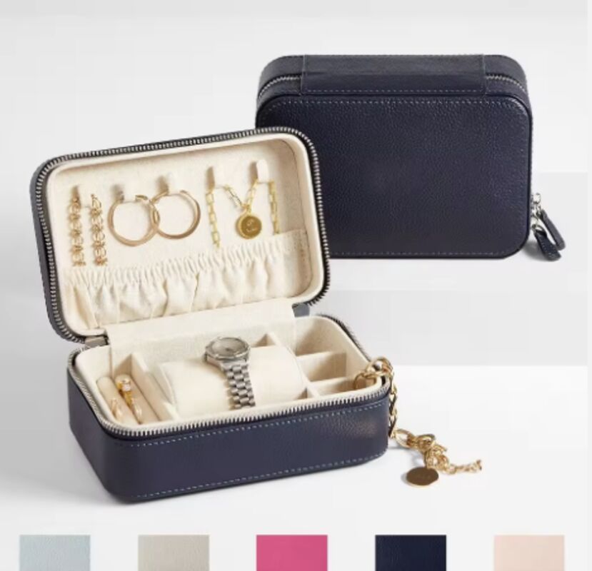 Portable Zipper Jewel Case Necklace Ring Jewellery StorageVelvet Handmade Jewelry Box