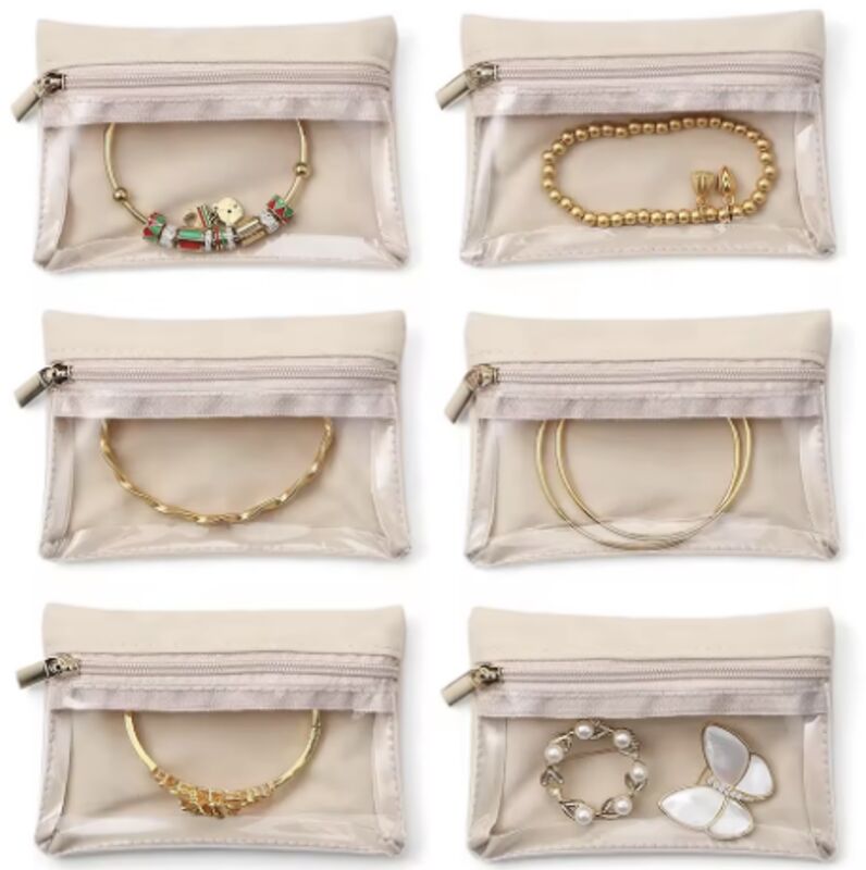 Custom Size Zip Travel Leather Jewelry Boxes Ring Necklace Storage Gift Packaging