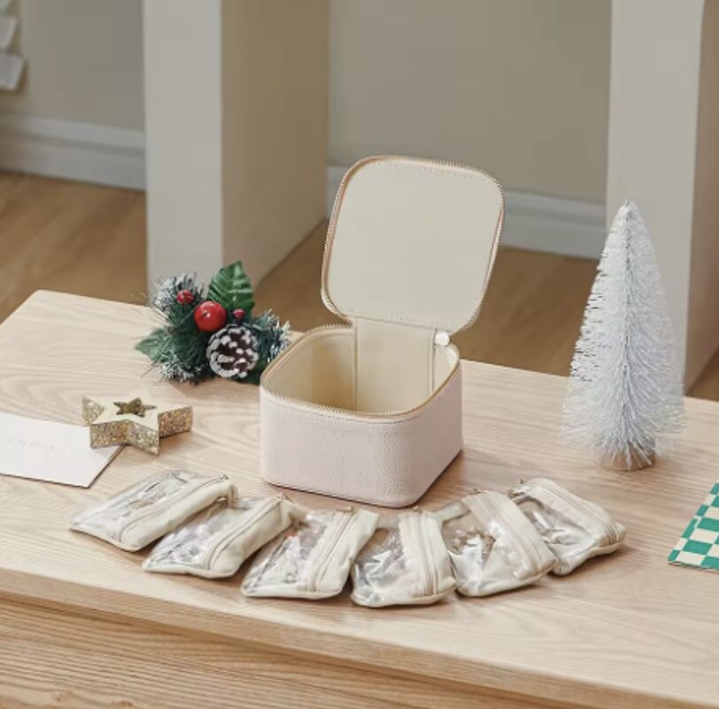 Custom Size Zip Travel Leather Jewelry Boxes Ring Necklace Storage Gift Packaging