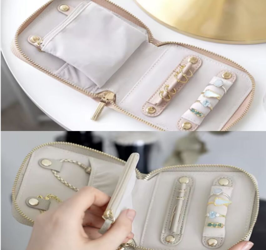 Multi Function Small Leather Jewelry Travel Bag For Ring Necklace Packaging Storage