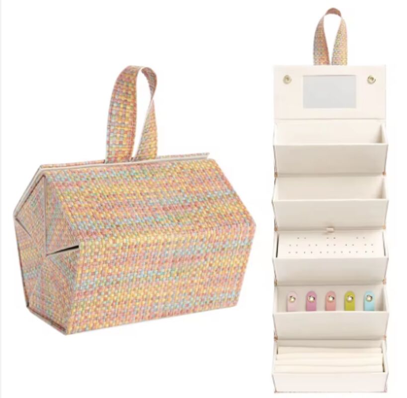 Customized Handmade Leather Jewelry Boxes Jewellery Storage Hexagon Fold Up Organizer