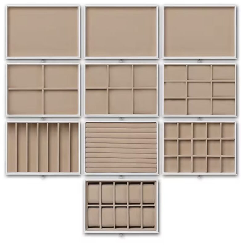 Custom PU Leather Jewelry Organizer Large 10 Layer Jewellery Storage Tray With Drawer