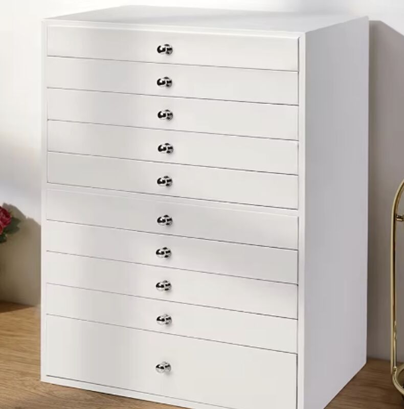 Custom PU Leather Jewelry Organizer Large 10 Layer Jewellery Storage Tray With Drawer