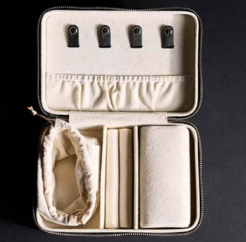 Custom Luxury Leather Jewelry Boxes Organizer Zipper Jewelry Travel Case For Women
