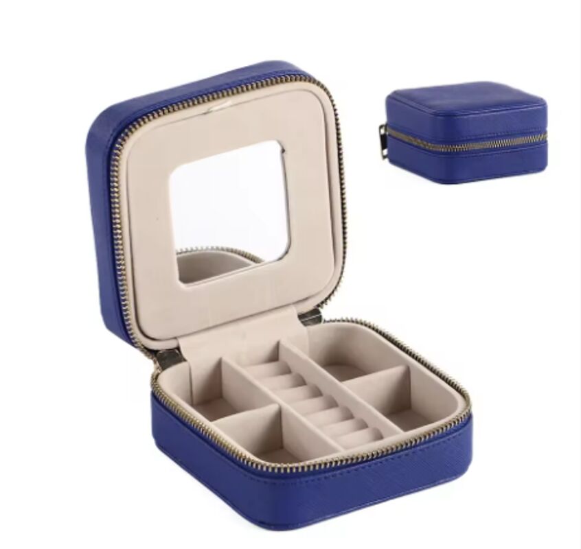 Customizable Logo Handmade PU Leather Jewelry Organizer Square Shape For Storage