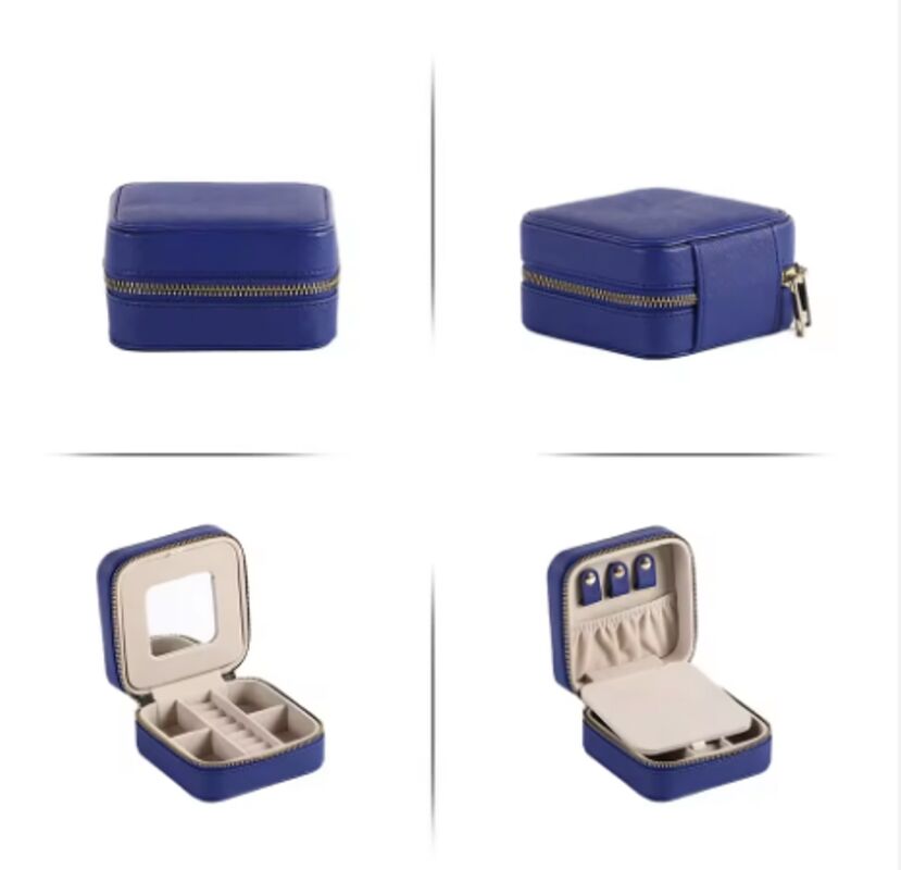 Customizable Logo Handmade PU Leather Jewelry Organizer Square Shape For Storage