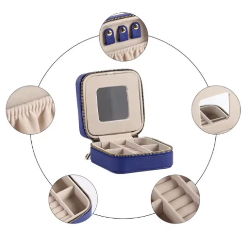 Customizable Logo Handmade PU Leather Jewelry Organizer Square Shape For Storage