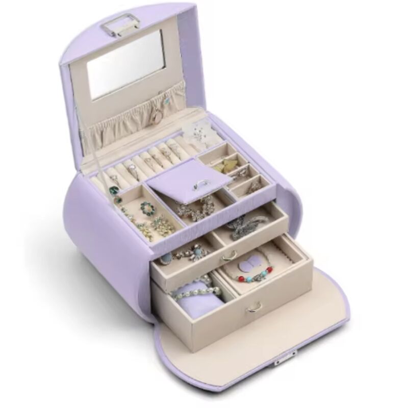 Portable Leather Jewelry Boxes Custom Design OEM Logo With Two Stackable Layer