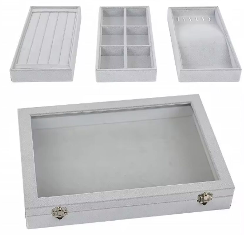 Custom Logo 4 In 1 Stackable Jewelry Tray With Lid For Necklaces Rings Earrings