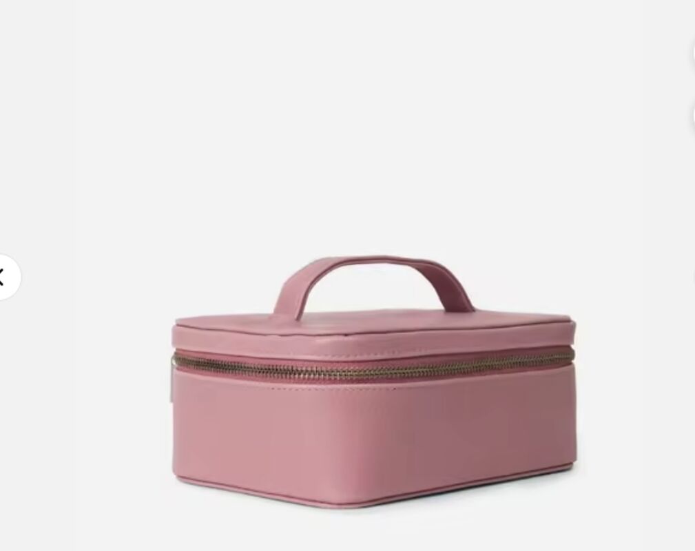 Large Functional PU Leather Beauty Case Top Handle Travel Vanity Hard Toiletry Bag