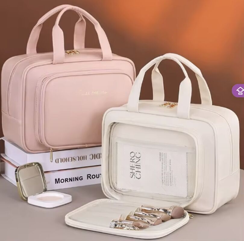 Portable PU Leather Beauty Vanity Cases Makeup Bag Organizer Large Capacity OEM Logo